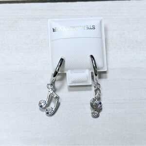 925 Sterling Silver Music Note Earrings Huggies